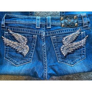 NWOT Miss Me Bootcut Jeans with Angel Wings pockets